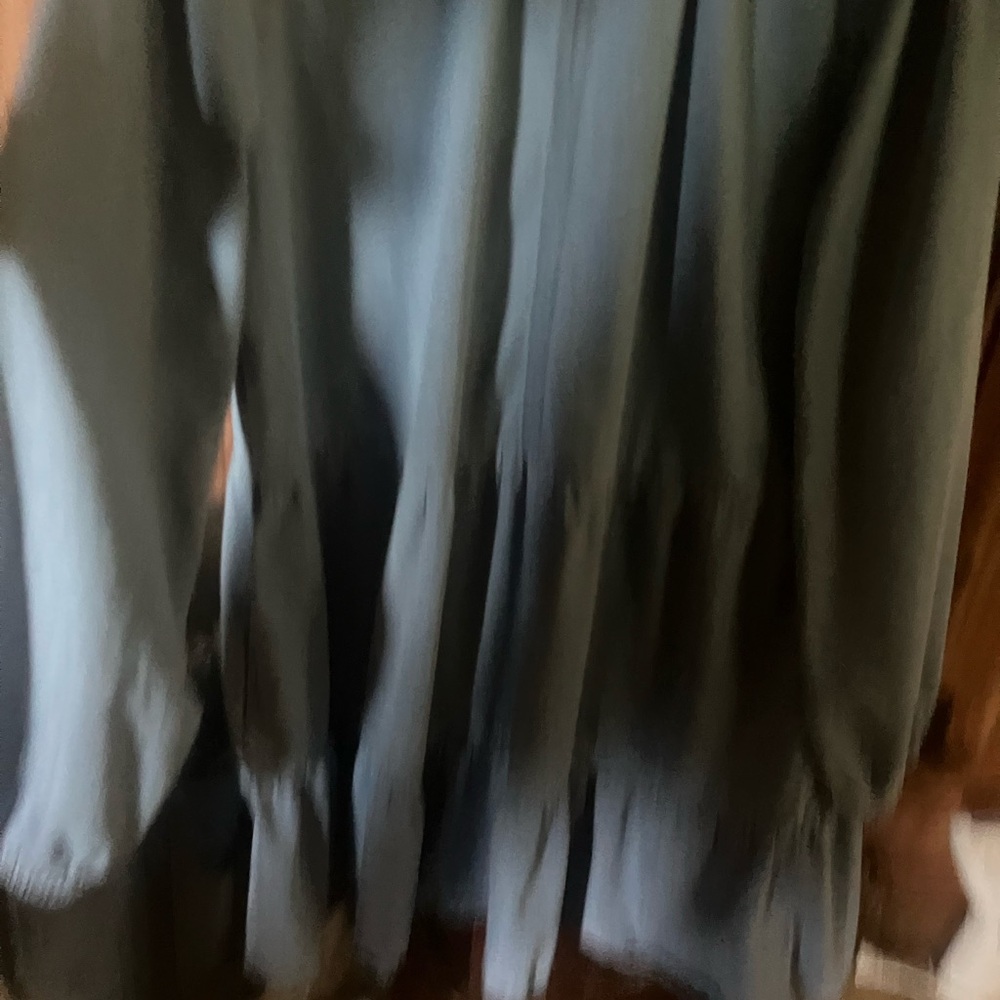 Joe Fresh Blue Pleated Tiered Dress with Bishop Sleeves